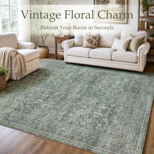 JOLLYVOGUE 8x10 Area Rugs for Living Room, Washable Rug, Moss Green - Image 2