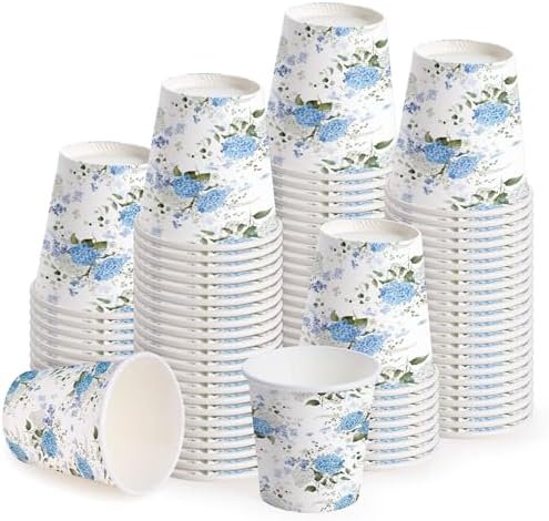WRAPAHOLIC 3oz Hydrangea Floral Bathroom Cups by WRAPAHOLIC