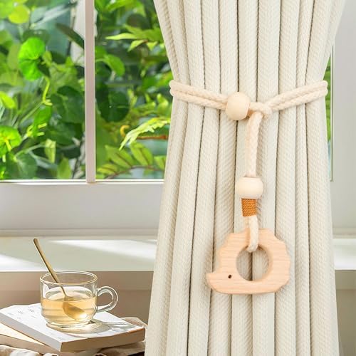 2 Pack Wooden Curtain Tiebacks - Image 2