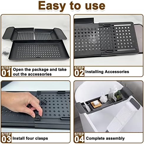 Expandable Drain Bath Shelf Caddy Tray - Image 3