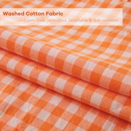 2 Pack Orange Gingham Lumbar Throw Pillow Shams 12''x20'' - Image 6