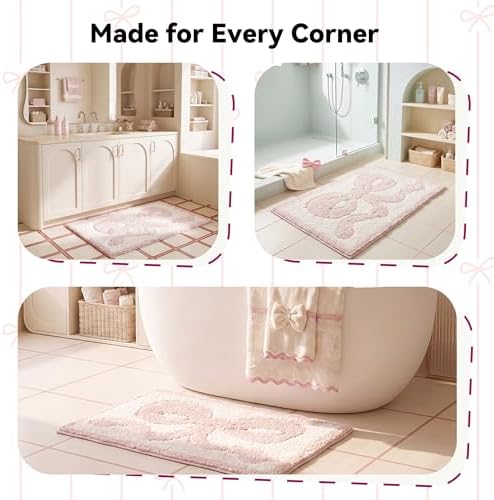 GRANNY SAYS Pink Bow Bathroom Rug, Cute Bath Mat - Image 4