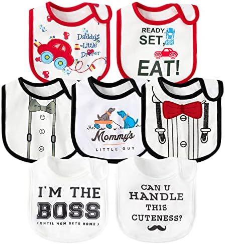 7Pcs Cotton Waterproof Baby Bibs Hook Loop Closure Newborn Bib Keepsake Baby by 2ooya