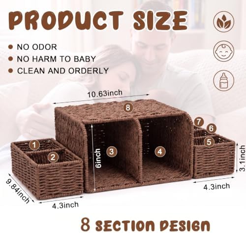 Large Wicker Diaper Caddy Changing Table Organizer - Image 2