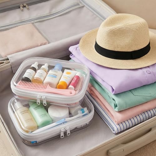 6 Pack Clear Hard Shell Zipper Case, Diaper Bag Organizer Pouches, Plastic - Image 5