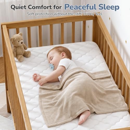 Mini Crib Mattress Protector Sheets 2 Pack, Waterproof Fitted - Image 7