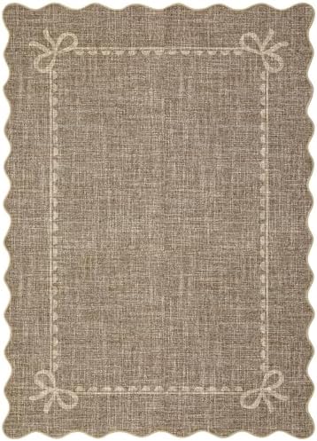 GarveeHome Scalloped Bow Rug 6x9 Washable Brown Rug - Image 4