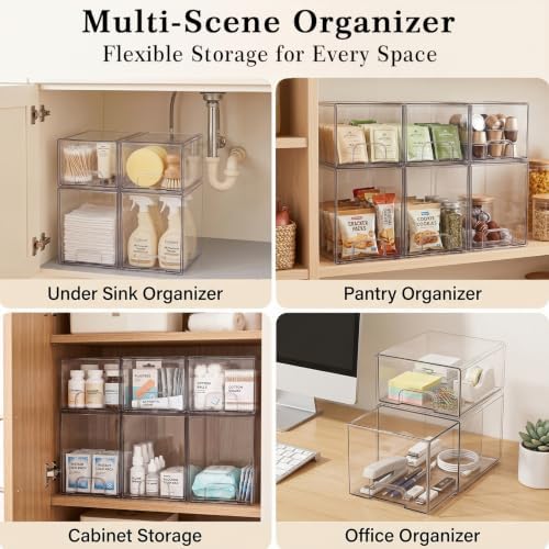 Clear Stackable Storage Drawers: Acrylic Organizer Bins 8 Pack - Image 7
