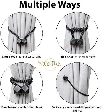 NazTur Magnetic Curtain Tiebacks, Curtain Ties, No-Drill Holdbacks - Image 7