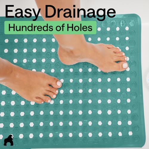 GORILLA GRIP Square Shower Stall Mat, Bathtub Floor Mat, 21x21 Turquoise - Image 5