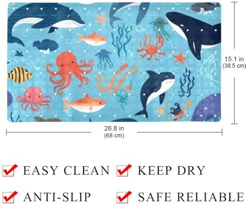 Non Slip Bathtub and Shower Mat 26.8x15.1 inch, Bath Mat - Image 4
