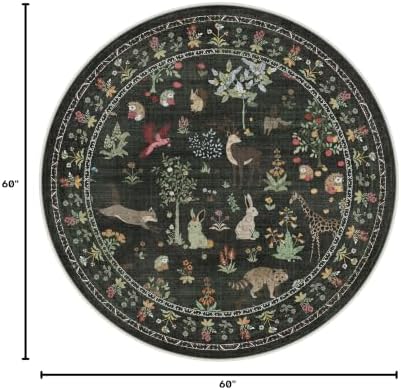 BESBLEE 5FT Round Rug for Bedroom, Washable Animal Non Slip - Image 2