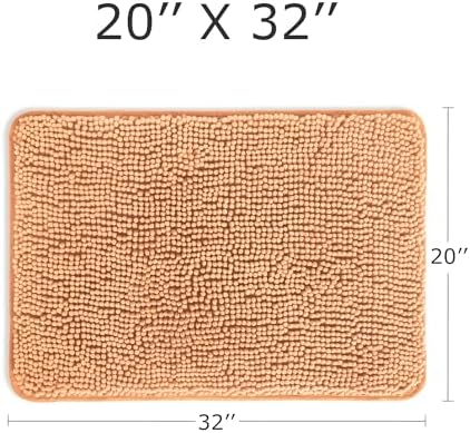 Yeaban Chenille Peach Bathroom Rug 20"x32", Non-Slip Rubber Backing - Image 2