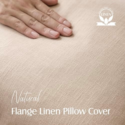 Foindtower Linen Solid Decorative Throw Pillow Covers 18x18 Inch Tan Beige - Image 2