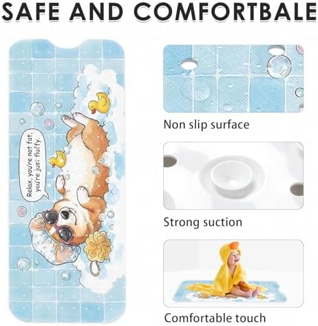 Bathtub Shower Mat 40X16 Inch, for Toddler, Dog Funny - Image 6