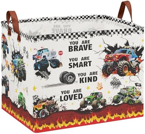 Monster Truck Storage Laundry Basket, Kid Room Decor by XHWZOF
