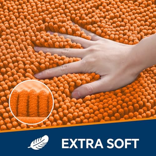 Chenille Bathroom Rug 40"x60" Orange, Large Plush Bath Mat - Image 3