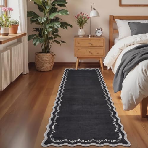 GarveeHome 2x6 Scalloped Washable Runner Rug Non Slip Hallway Kitchen Rug - Image 3