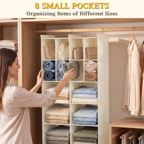 5 Tier Hanging Closet Organizer, 14 Compartments Dual Row Storage - Image 5