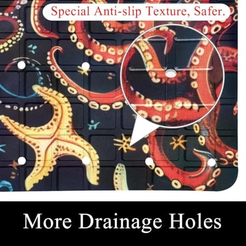 Bath Tub Shower Mat, Washable Bathtub Floor Mats, Suction Cups and Drain Holes - Image 2