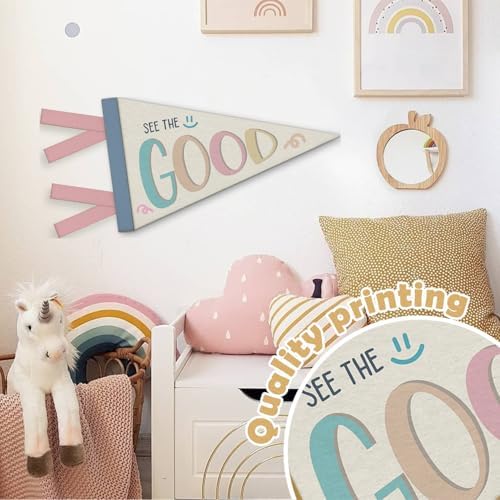 Girl Nursery Decor, Inspirational See the Good Pennant Felt Banners Flags - Image 6