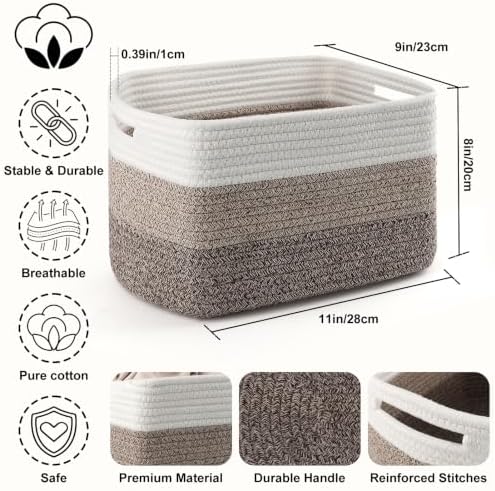 4 Pack Storage Baskets for Organizing, and Clothes, Cotton Rope Basket for - Image 2