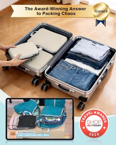 Gonex Compression Packing Cubes, 4-Piece Expandable Travel Organizers - Image 2