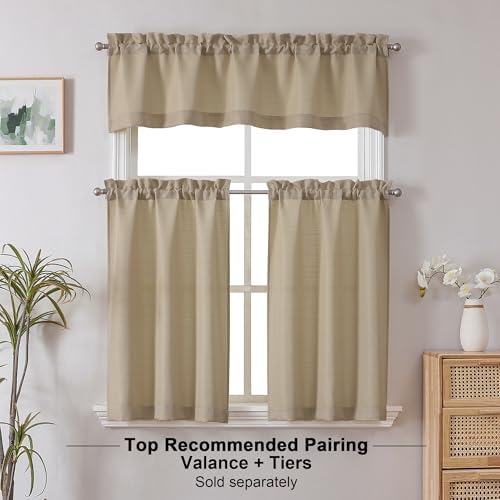 Chyhomenyc Camel Valance for Windows, Light Filtering Faux Linen Textured Small - Image 2