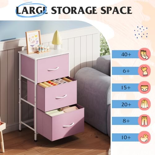 WLIVE Small Dresser Nightstand for Bedroom, 3 Drawers - Image 6