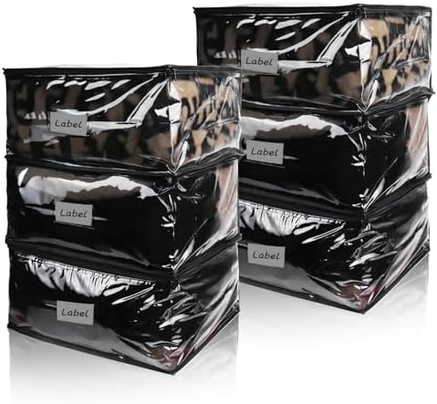 Clear Zippered Plastic Clothes Storage Bags, 6 Pack by Heonay