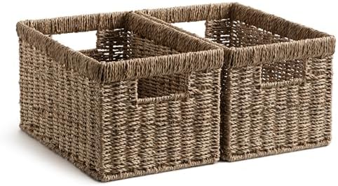 StorageWorks Wicker Baskets for Storage, Seagrass Storage Baskets by StorageWorks