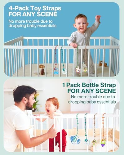 LittleHugs Toy Straps for Baby, Silicone Tether Pacifier Clip, No Throw Travel - Image 5