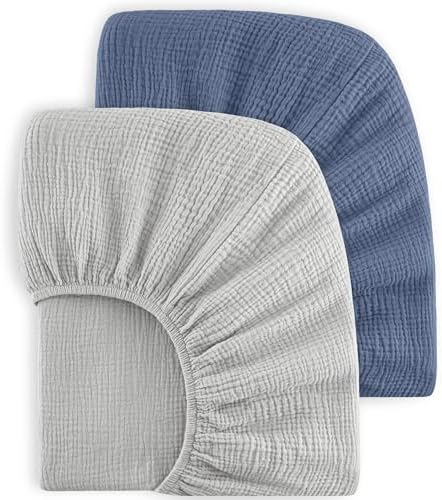 Bearmoss Muslin Crib Sheets 100% Cotton Baby Crib Sheets Fitted by Bearmoss