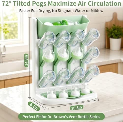 Vertical Baby Bottle Drying Rack, Space-Saving Countertop Dryer, Holds 12 - Image 2