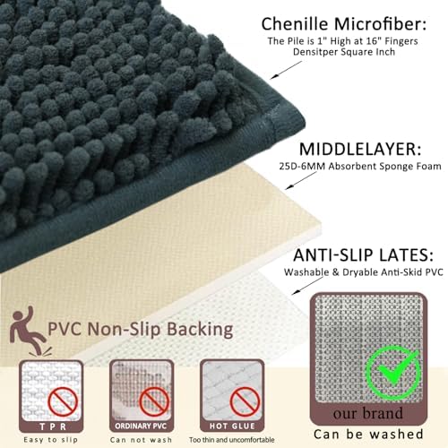 3 Piece Bathroom Rugs Set, Non-Slip Bath Mats - Image 5