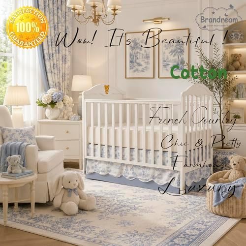 Brandream Scallop Edge Organic Cotton Crib Skirt, Baby Girl, Gender Neutral - Image 4