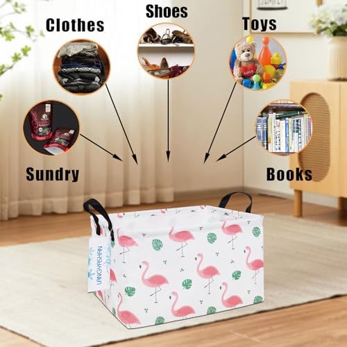 Rectangular Collapsible Leaf Flamingo Storage Basket Nursery Organizer - Image 4