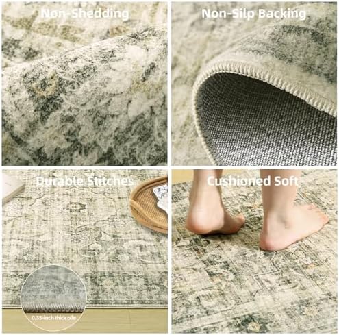3x5 Washable Area Rug for Bedroom: Entryway Rug Non Slip Small Throw Carpet - Image 4