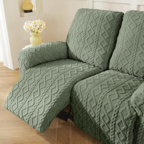 vctops 8 Pieces Geometric Jacquard Plush Recliner Sofa Covers Soft Fuzzy Fluffy - Image 7
