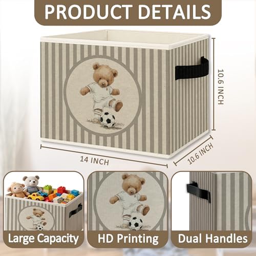 Soccer Bear Nursery Foldable Storage Bins Box - Image 6