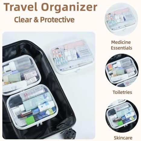 3-Pack Medium Clear Hard Shell Zipper Pouches, Hard Case Pouches - Image 5