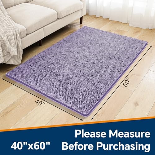 Chenille Bathroom Rug 40"x60" Lavender, Large Plush Bath Mat - Image 2