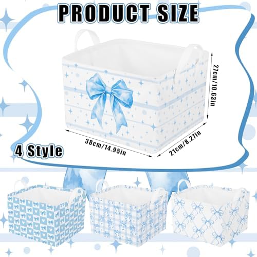 4pcs 4 Pcs Blue Bow Storage Basket - Image 3