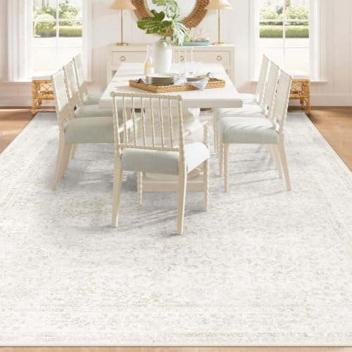 9x12 Area Rugs for Living Room: Washable Large Vintage Floral Rug Low Pile - Image 6