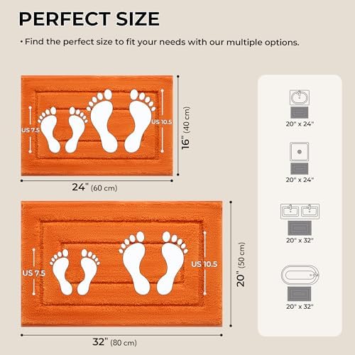 GRANNY SAYS Orange Bathroom Rugs Set 2 Piece, Soft Microfiber Bath Mats - Image 2