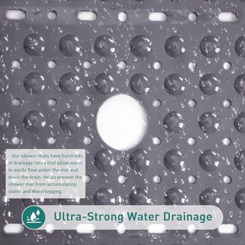Large Square Shower Mat Bathtub Bath Mat Non Slip Gray 27"x27" - Image 5
