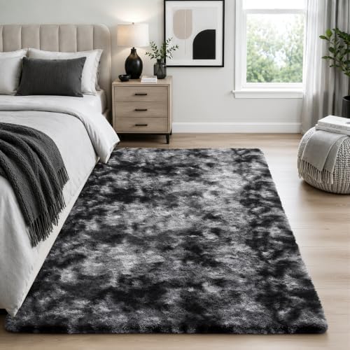 Ophanie Tie-Dyed Black & Grey Area Rugs by Ophanie