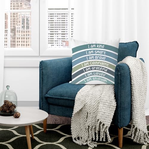 QIYUHOY Olive Boho Rainbow Classroom Throw Pillow Covers, 18x18 Inch - Image 3