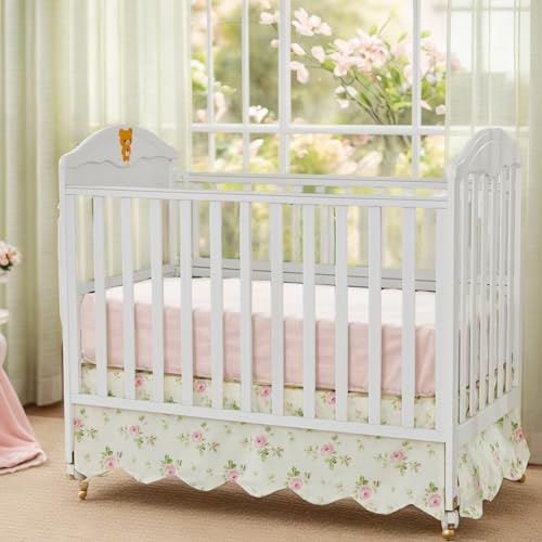 Brandream Scallop Edge Cotton Crib Skirt, Baby Boy Girl Gender Neutral Crib by Brandream