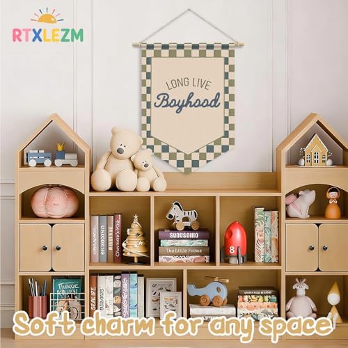 Boy Room Decor, Long Live Boyhood Nursery Wall Banner Pennants Flag - Image 2